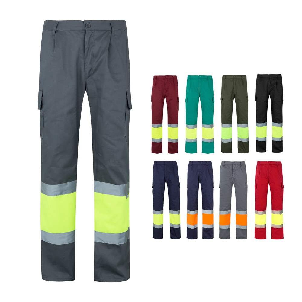 VL ATHENA. Zweifarbige Hose aus Twill (210 g/m²), gefüttert, mit mehreren Taschen, aus Baumwolle (20%) und Polyester (80%)