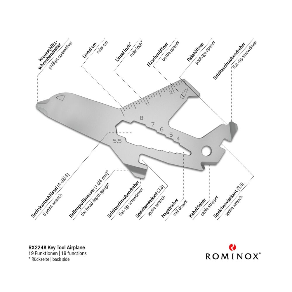 Geschenkartikel: ROMINOX® Key Tool Airplane / Flugzeug (19 Funktionen) im Motiv-Mäppchen Große Helden (Einzelhandel)