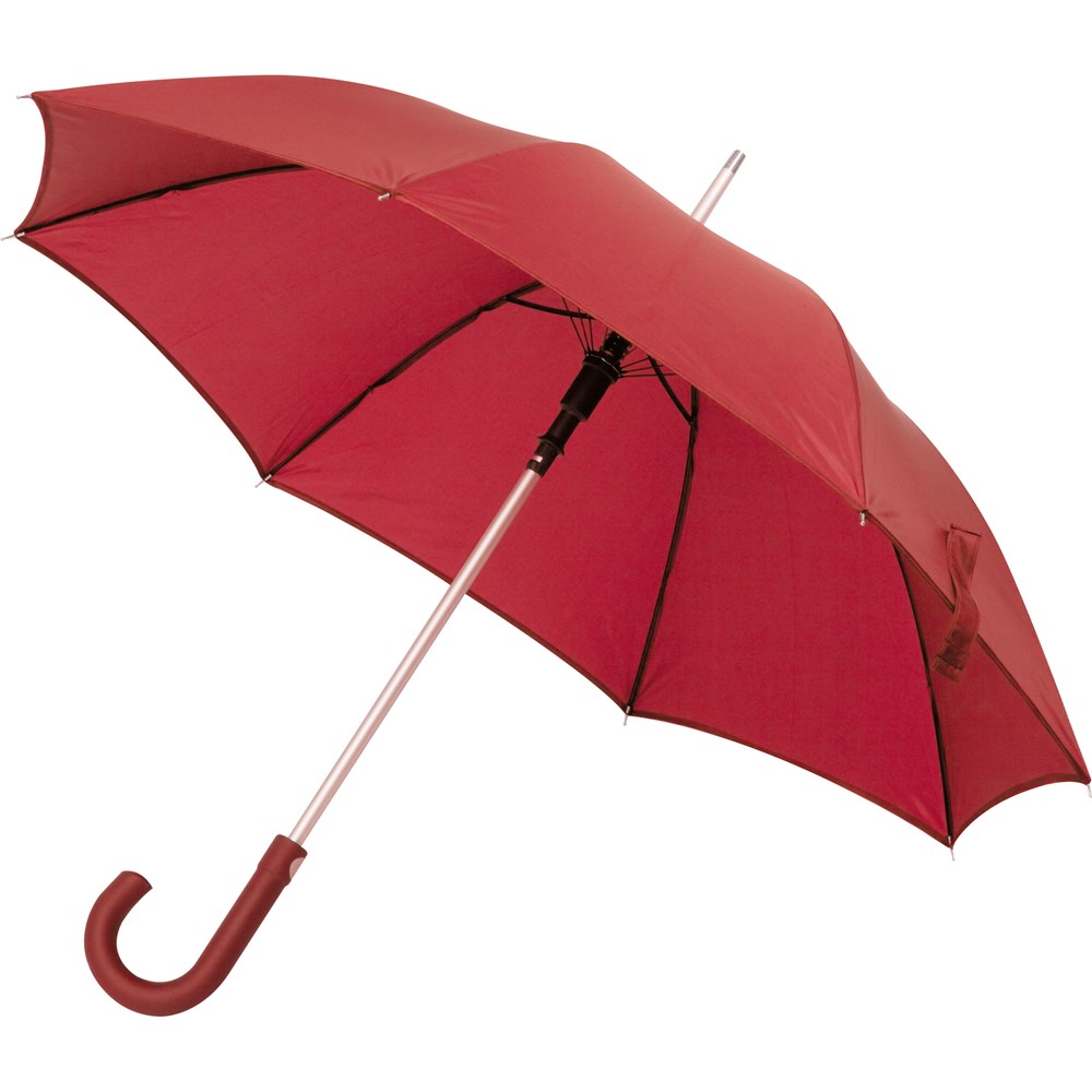 Automatik Regenschirm mit gummiertem Griff - Rot