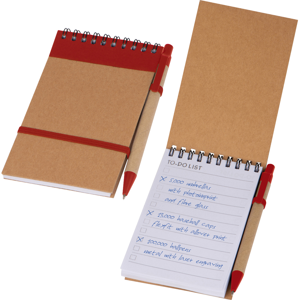 Ringbuch mit Kugelschreiber und "To do Liste" EUGENIO - Rot