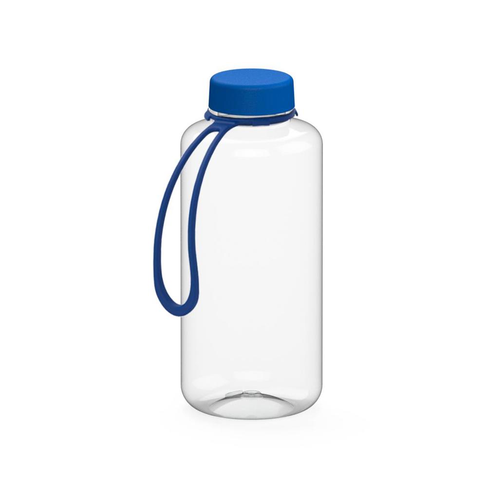 Trinkflasche "Refresh", 1,0 l, inkl. Strap - Transparent/Blau