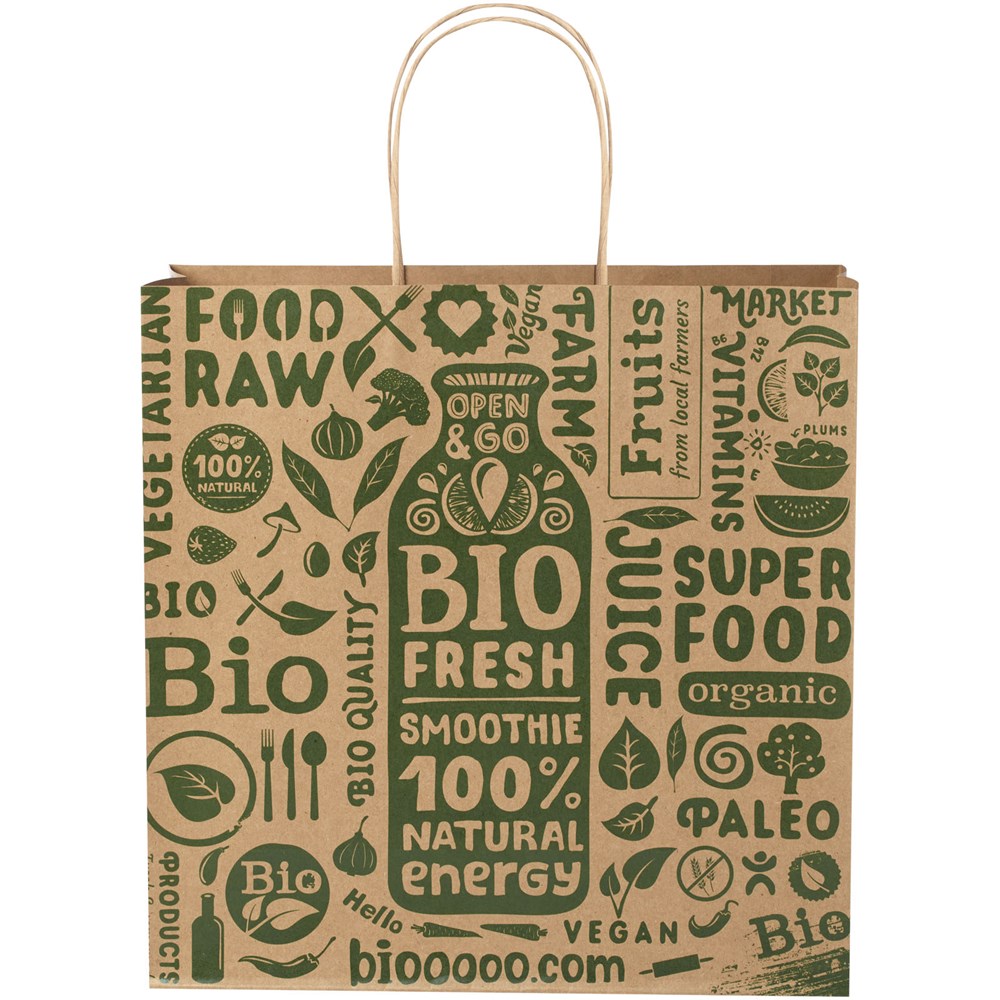 Kraftpapiertasche 120 g/m² mit gedrehten Griffen – 31 × 12 × 31 cm