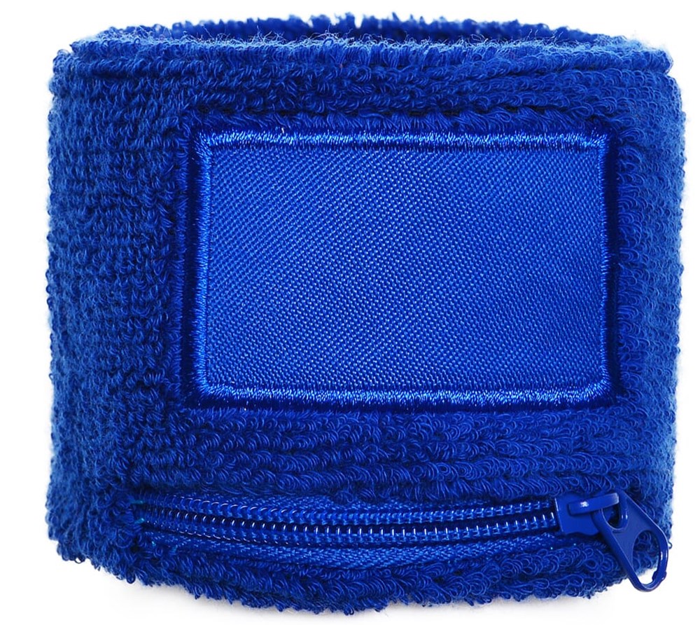 Frottier Armschweißband mit Label und Reißverschlußfach - Royalblau (PMS 286c) / Koningsblau