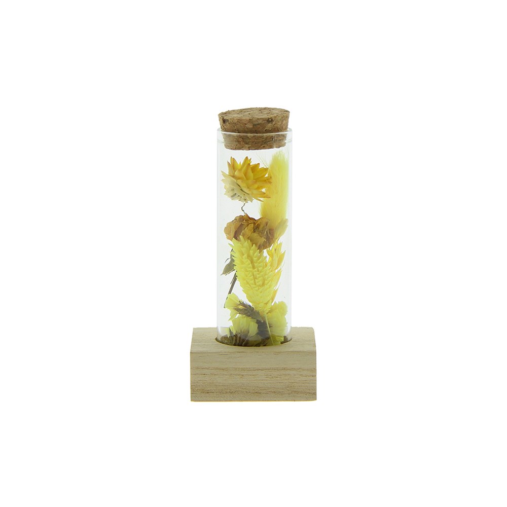 Dried Flowers - Single tube & wood - Gelb