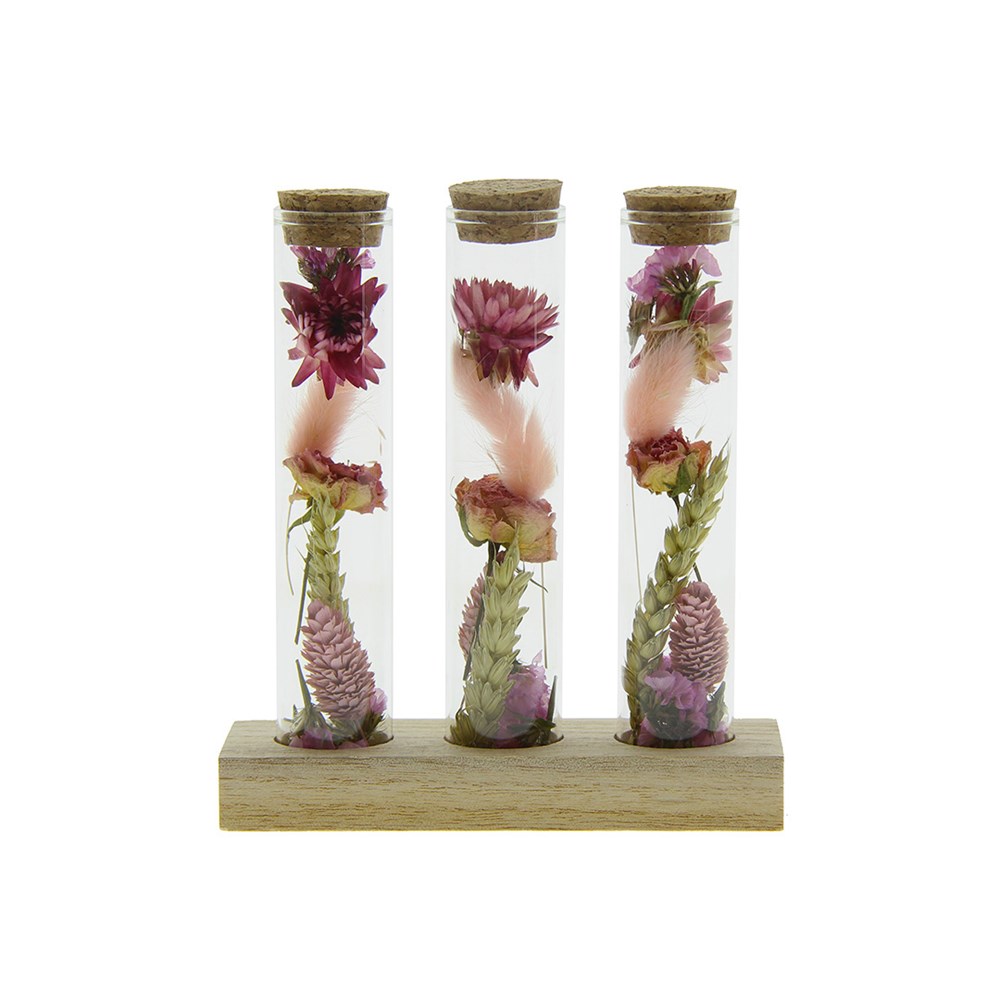 Dried Flowers - Trio tube & wood - rosa