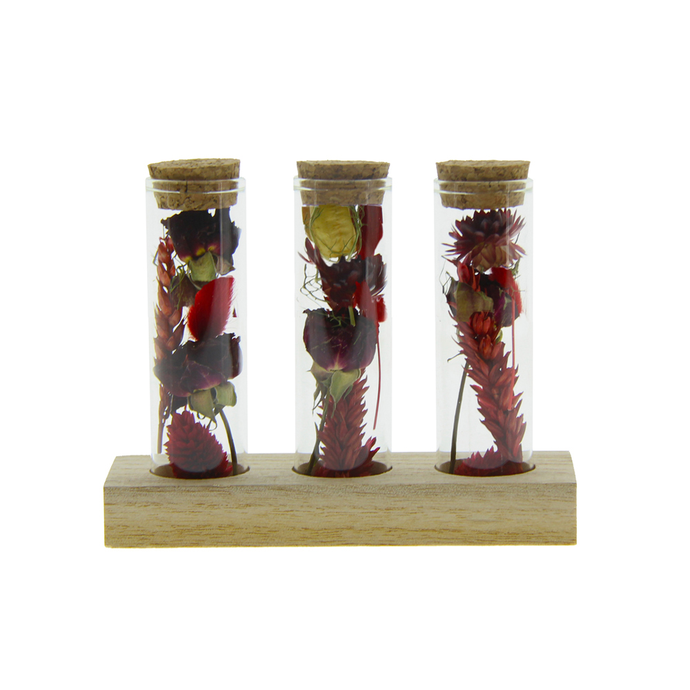 Dried Flowers - Trio tube & wood - rot