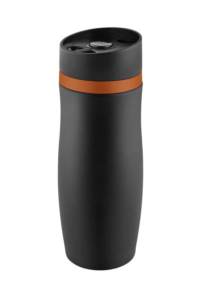 Metmaxx® Thermobecher "CremaExtensaNero" schwarz/Ring schwarz - schwarz / orange