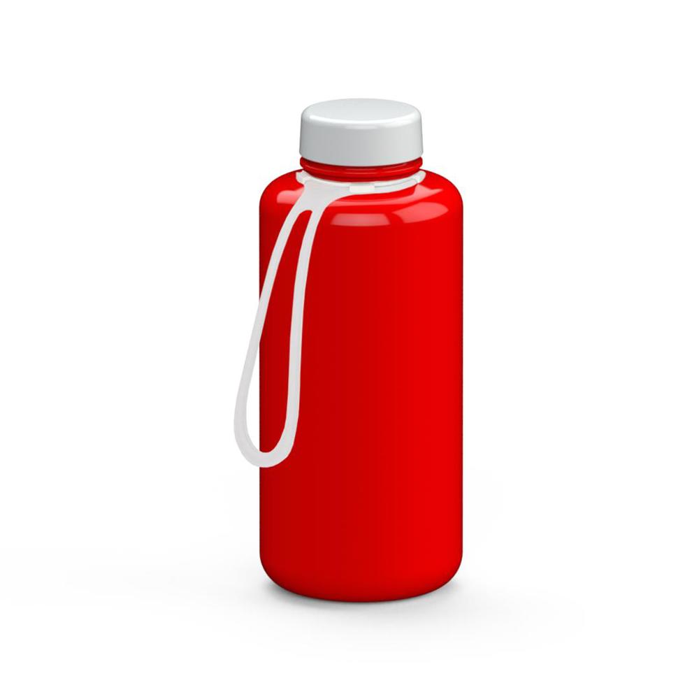 Trinkflasche "Refresh", 1,0 l, inkl. Strap - rot/weiß