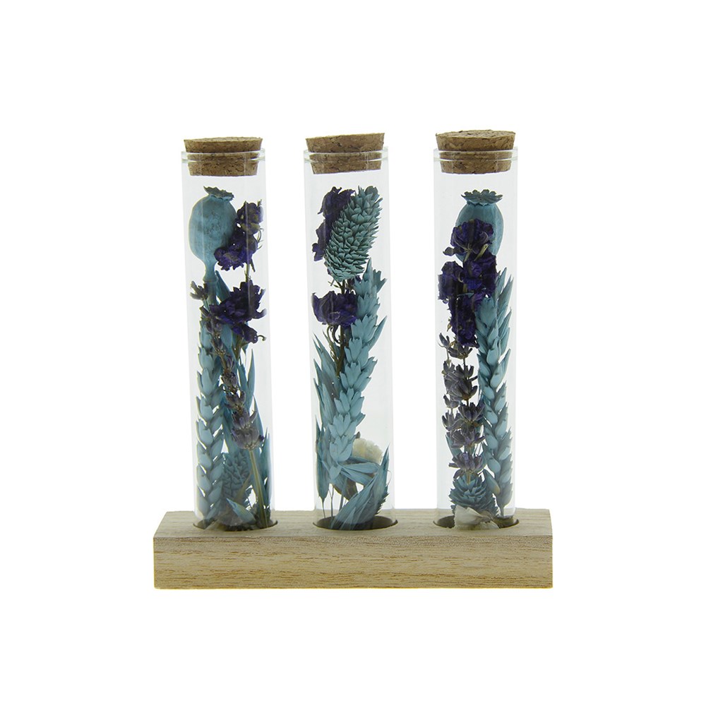 Dried Flowers - Trio tube & wood - hellblau