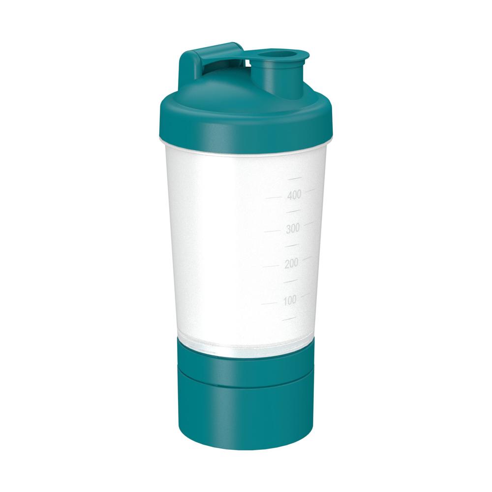 Shaker "Protein", Pro 2, 0,40 l - transparent/teal