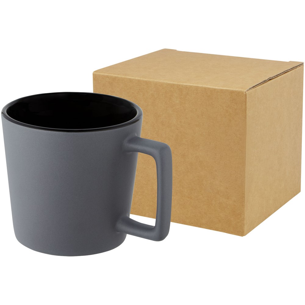 Cali 370 ml Keramiktasse mit matter Oberfläche - schwarz, grau matt