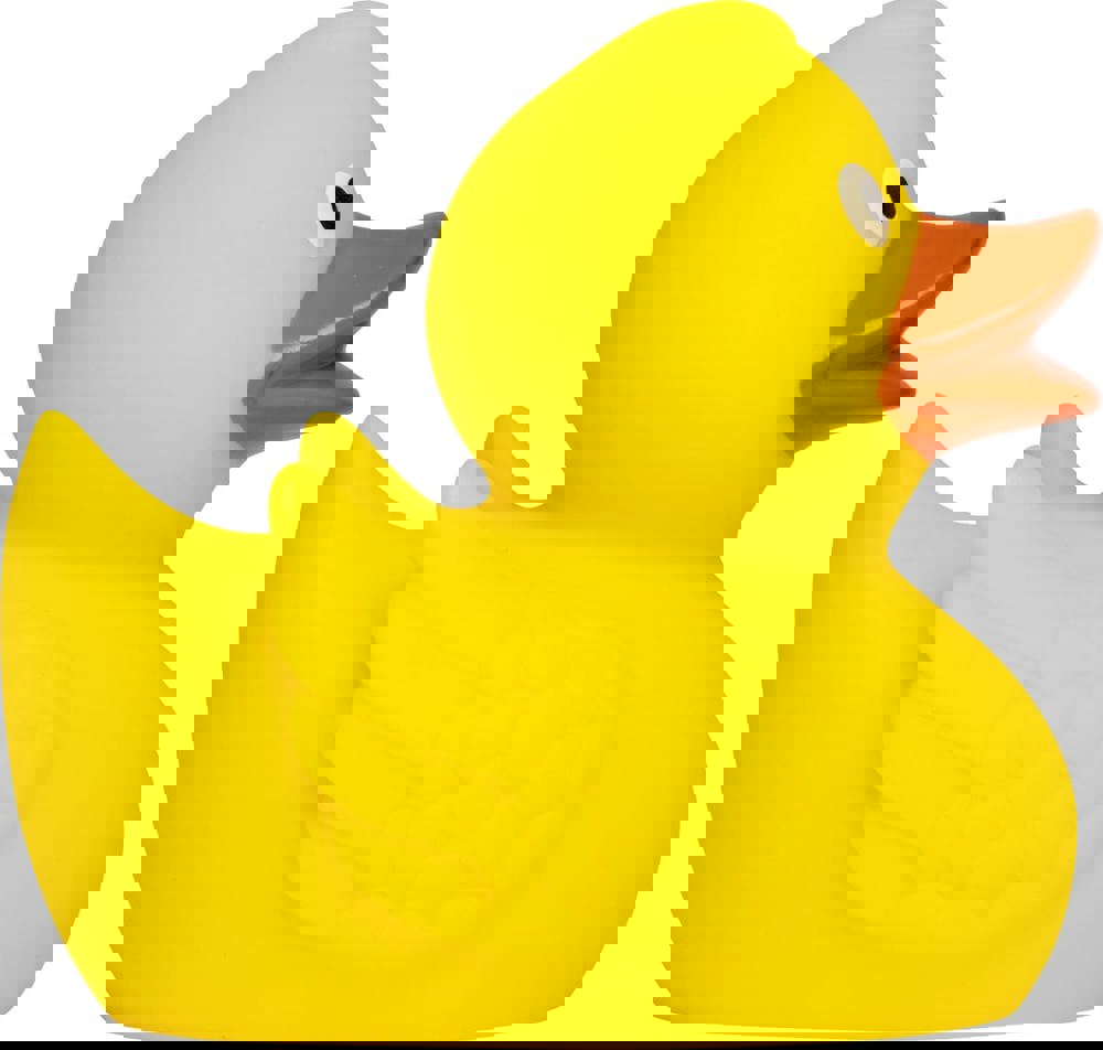 Quietsche-Ente, gelb/orange, 8,5 cm