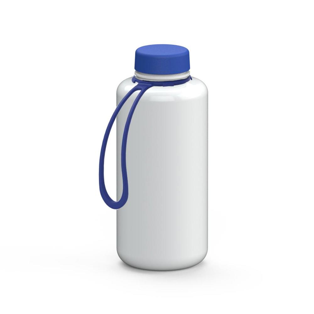 Trinkflasche "Refresh", 1,0 l, inkl. Strap - weiß/blau