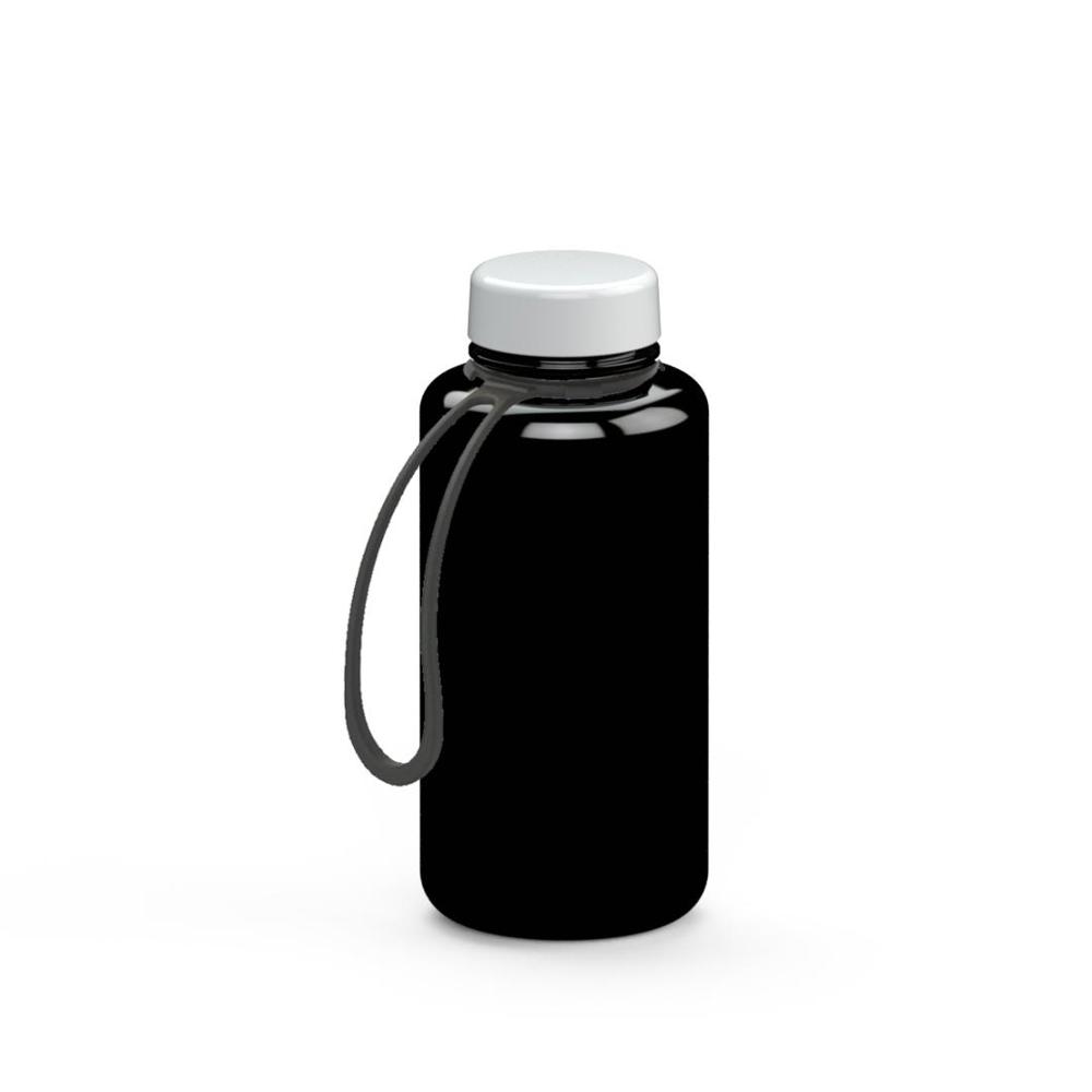 Trinkflasche "Refresh", 700 ml, inkl. Strap - schwarz/weiß