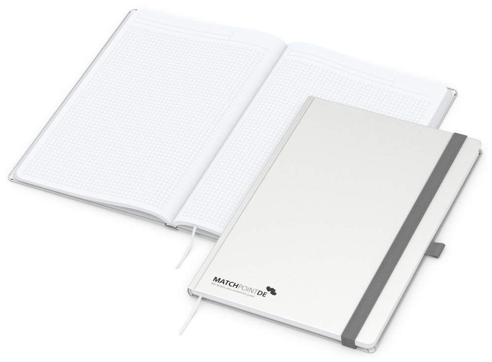 Notizbuch Vision-Book White Bestseller, A4, weiß inkl. Prägung schwarz-glänzend