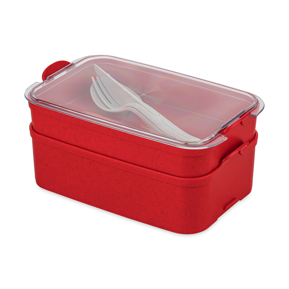 KOZIOL STAKK BENTOBOX READY - nature red/crystal clear