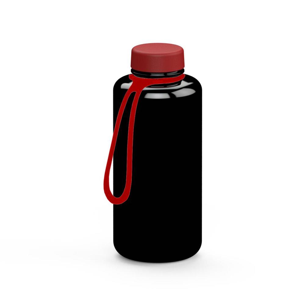 Trinkflasche "Refresh", 1,0 l, inkl. Strap - schwarz/rot