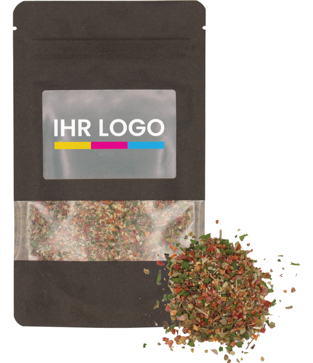 Bruschetta Gewürz verpackt im Doypack Beutel groß Schwarz