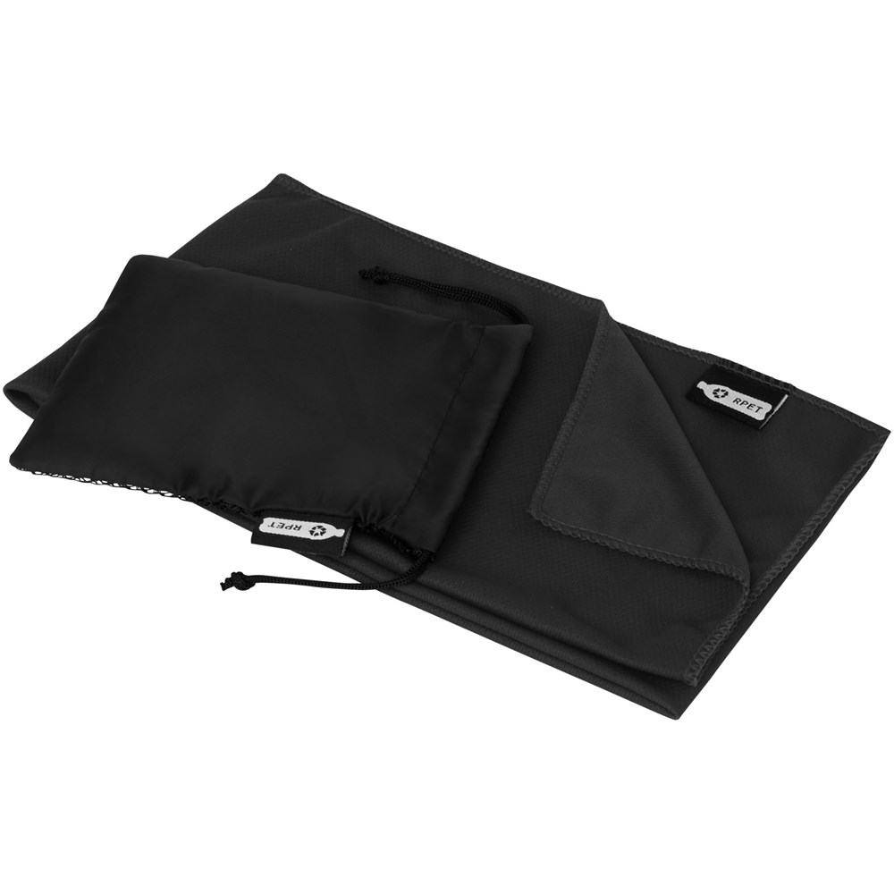 Raquel Sport Kühlhandtuch im Etui aus recyceltem PET Kunststoff 80 x 30 cm - schwarz