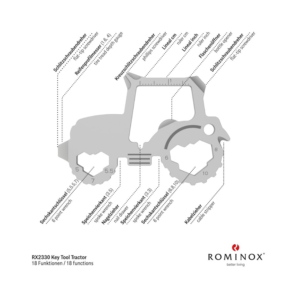 Geschenkartikel: ROMINOX® Key Tool Tractor/Traktor (18 Funktionen) im Motiv-Mäppchen Große Helden (Einzelhandel)