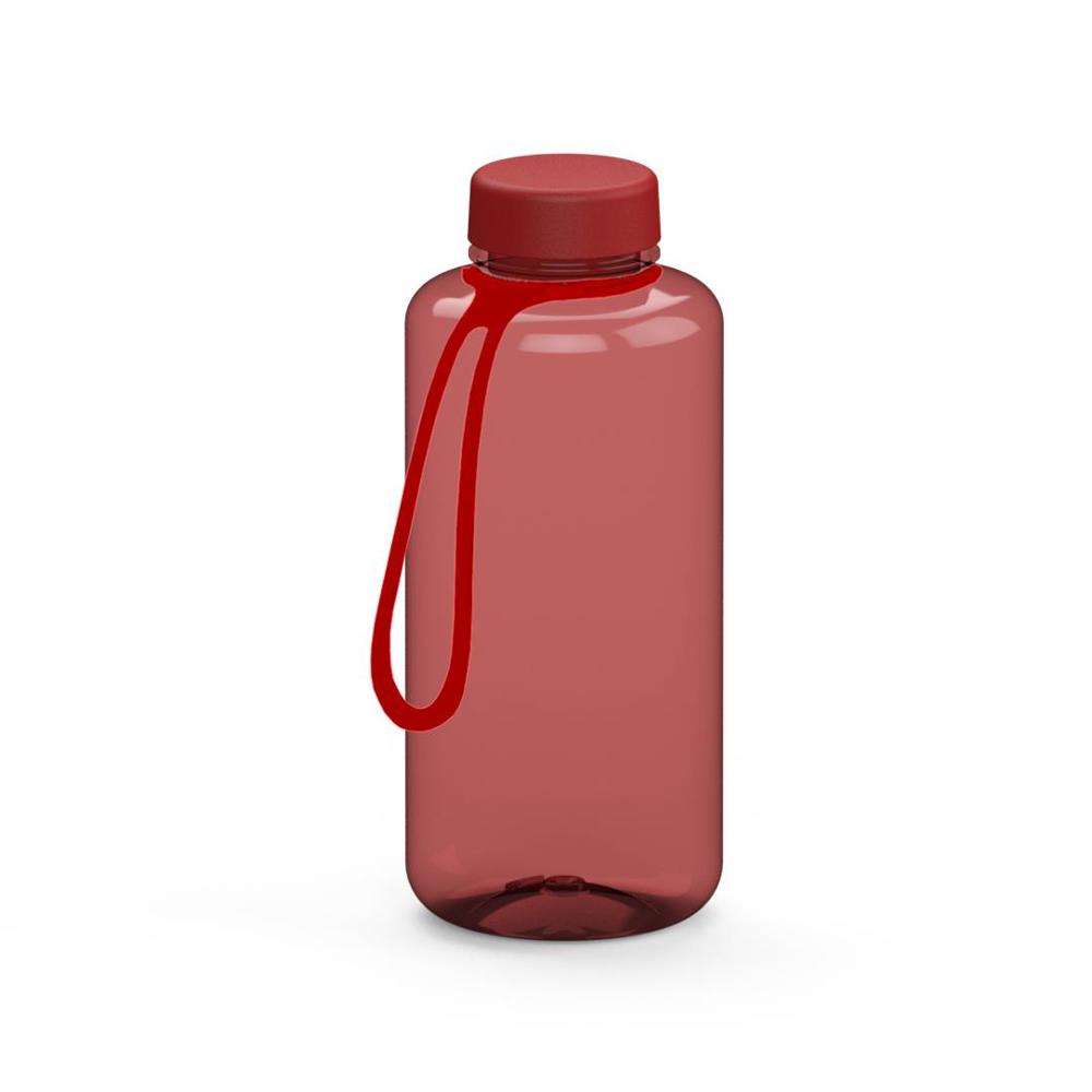 Trinkflasche "Refresh", 1,0 l, inkl. Strap - transluzent-rot/rot