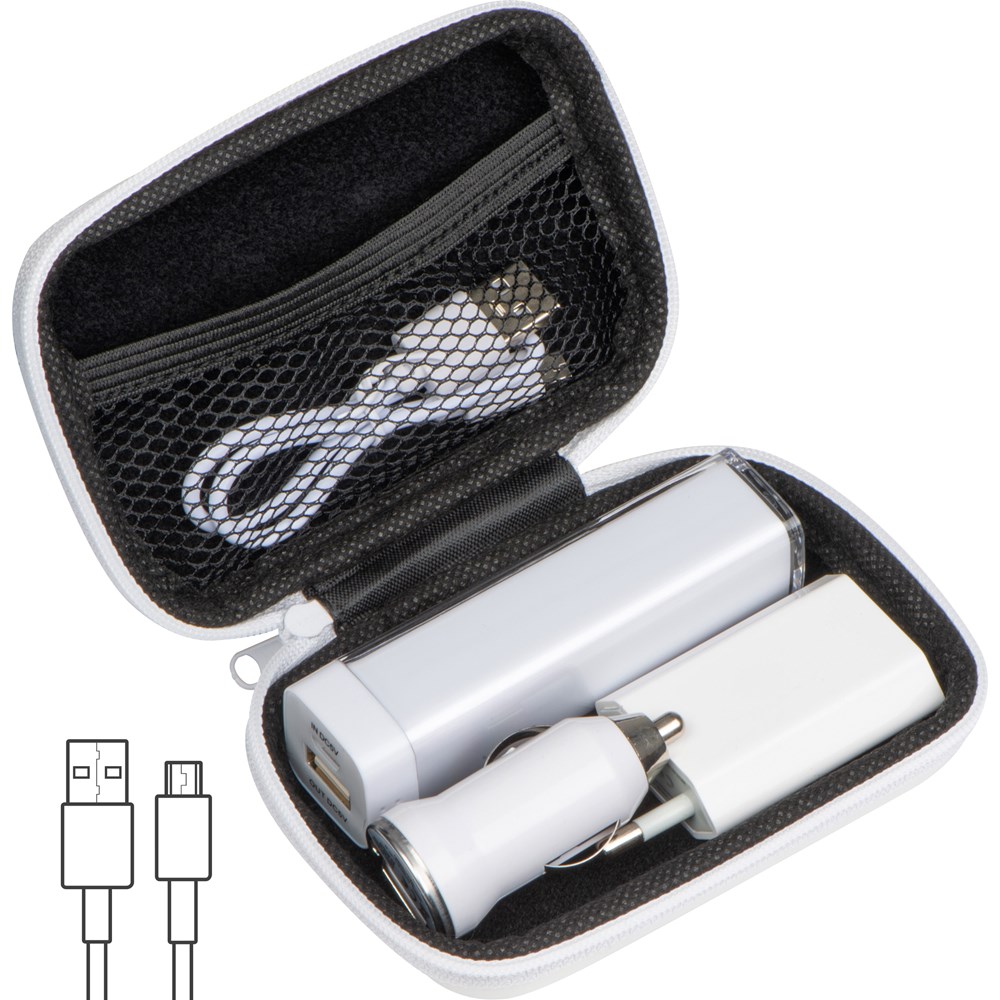 Travel Set Powerbank, EU-Stecker und USB Ladegerät JUSTIN