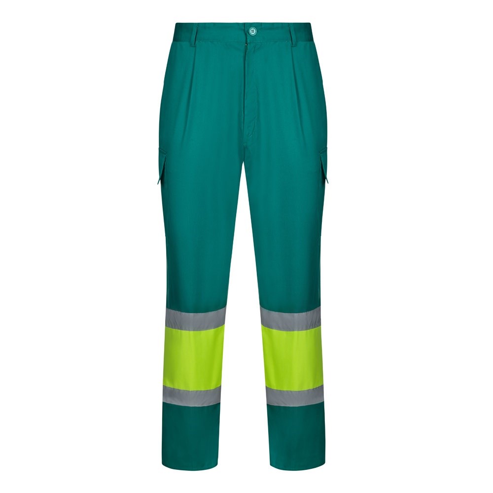 VL ARTEMIS. Zweifarbige Hose aus Twill (190g/m²), Baumwolle (20%) und Polyester (80%) - Grün, Gelb