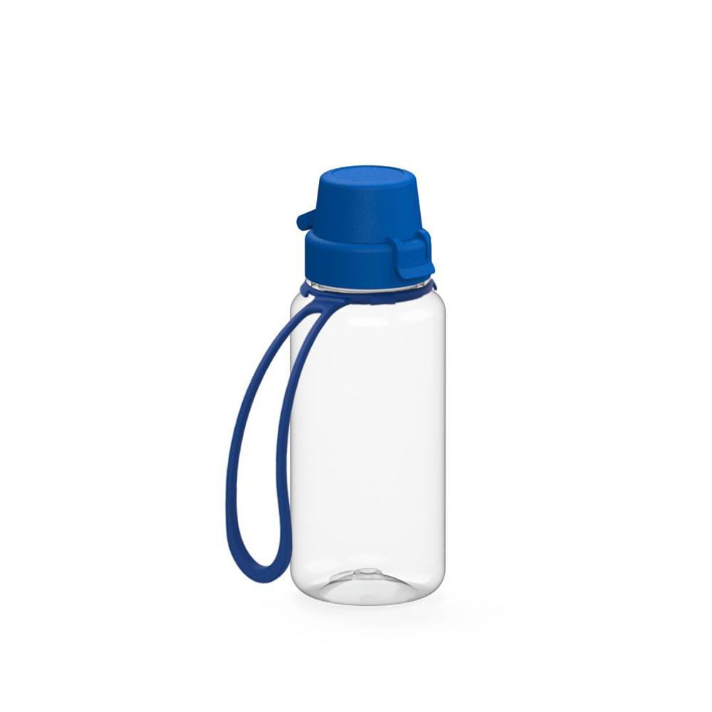Trinkflasche "School", 400 ml, inkl. Strap - Transparent/Blau