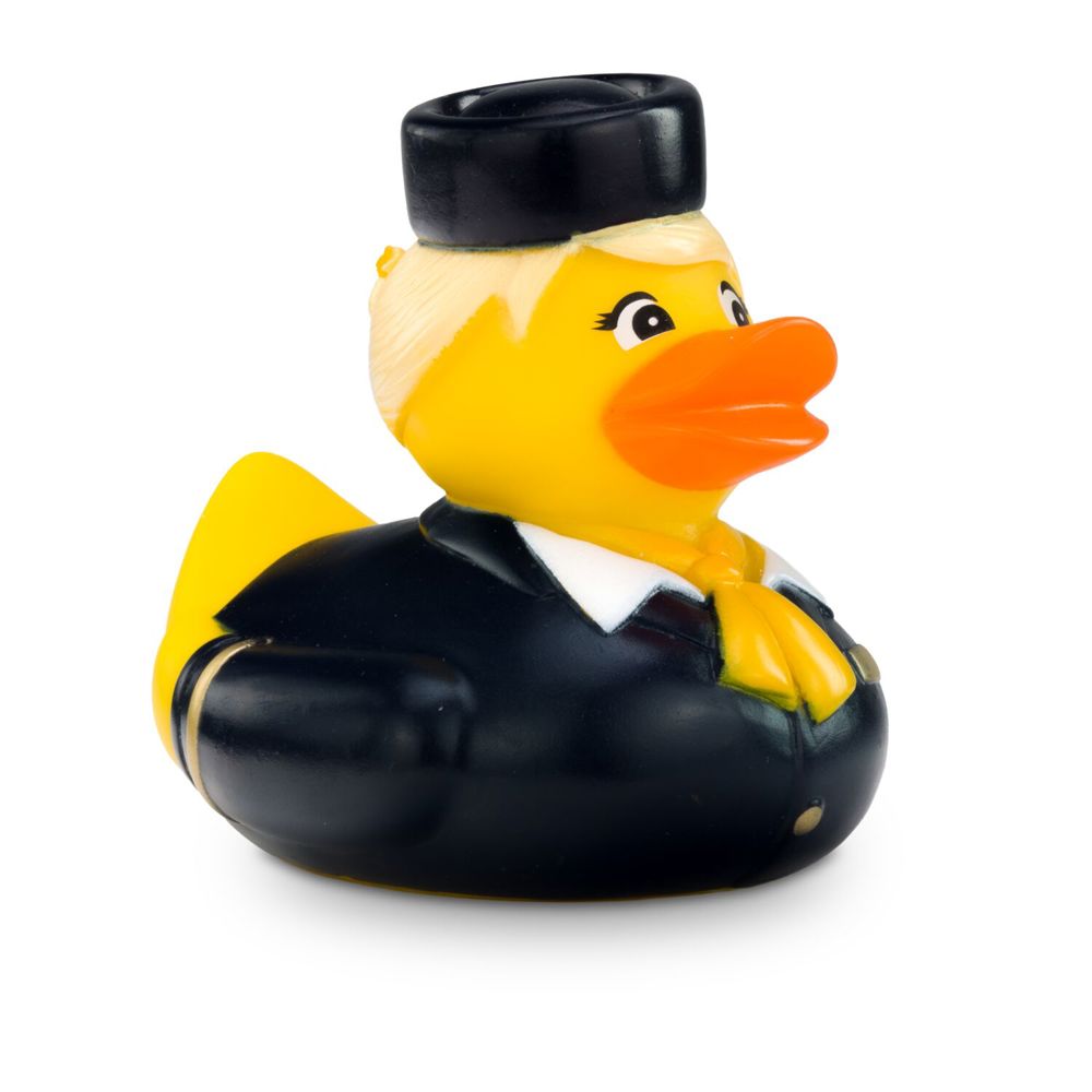 Werbeente Steffi Stewardess mit gelbem Halstuch