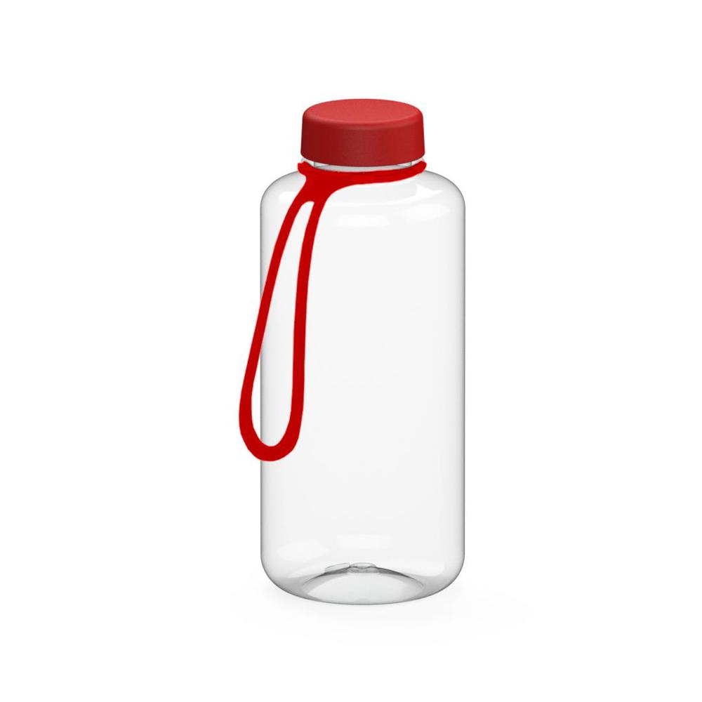 Trinkflasche "Refresh", 1,0 l, inkl. Strap - transparent/rot