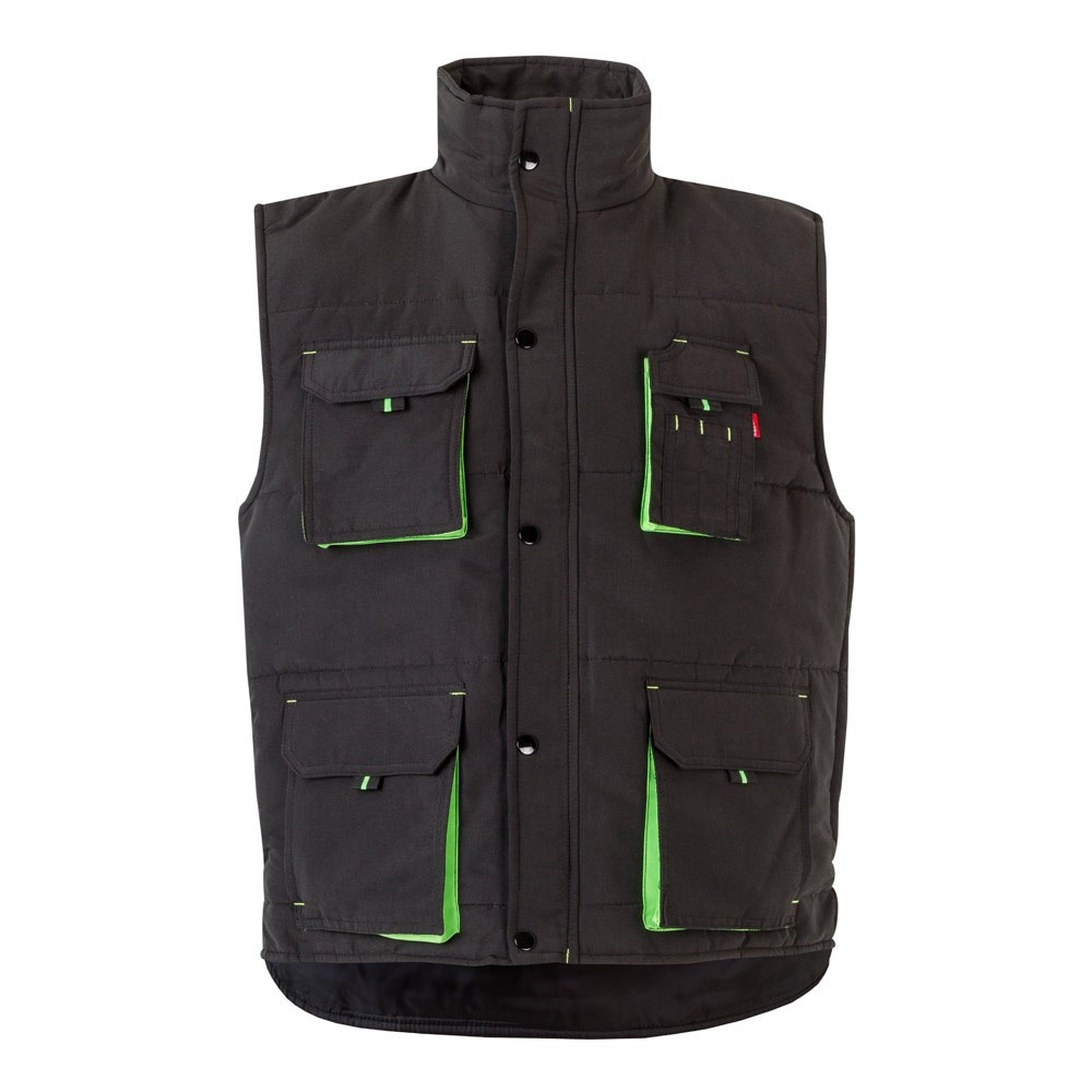 VL NERGAL. Steppweste, zweifarbig, mit mehreren Taschen (120g/m²), aus Polyester (100%) - Schwarz, Grün