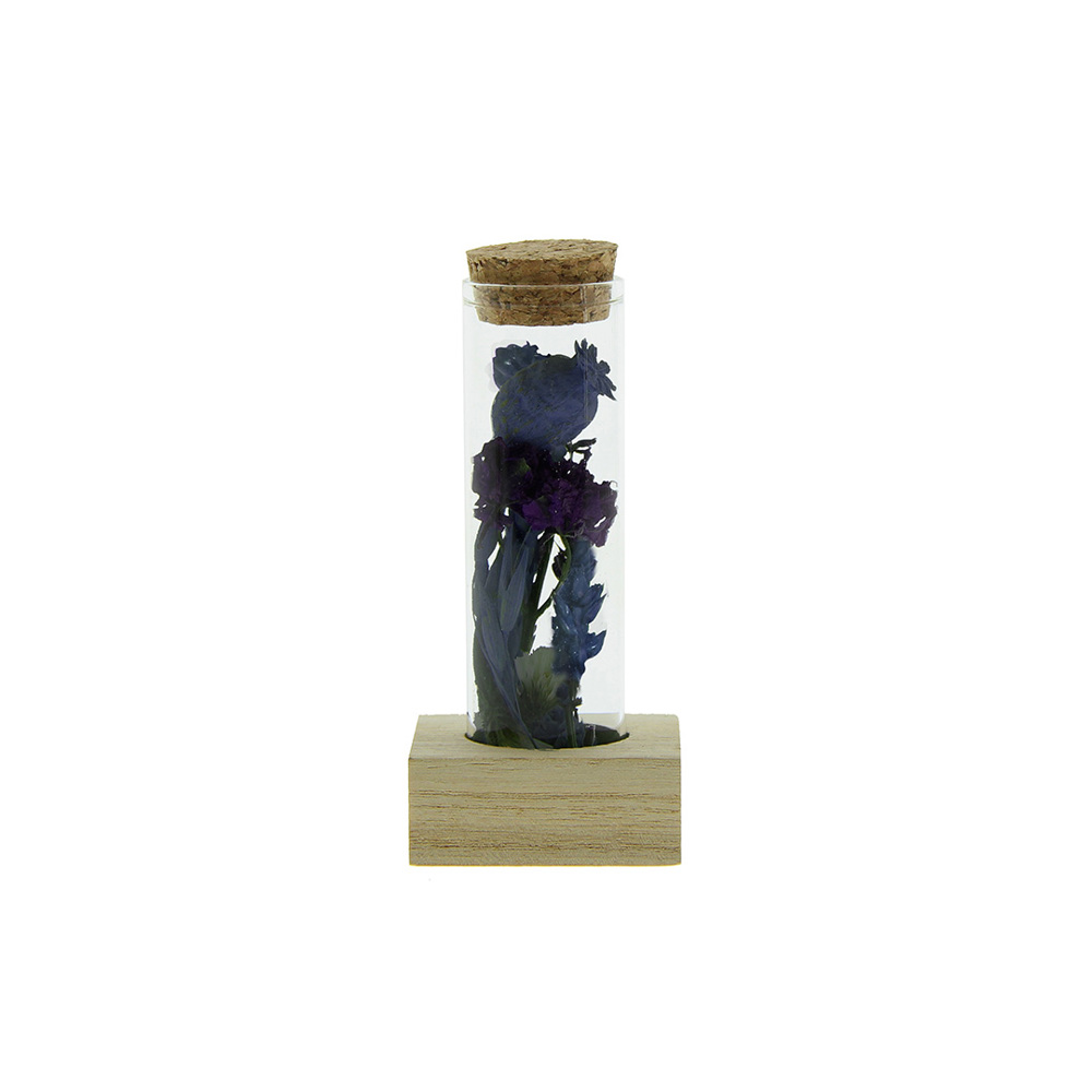 Dried Flowers - Single tube & wood - Dark blue
