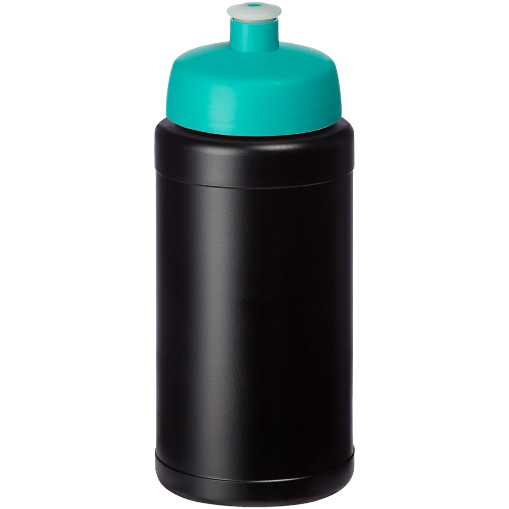 Baseline Recycelte Sportflasche, 500 ml - schwarz, aquablau