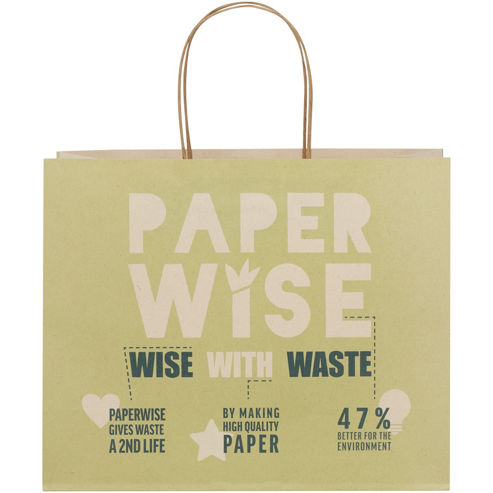 Papiertüte 150 /m² aus landwirtschaftlichen Reststoffen mit gedrehten Griffen – 31 × 12 × 25 cm