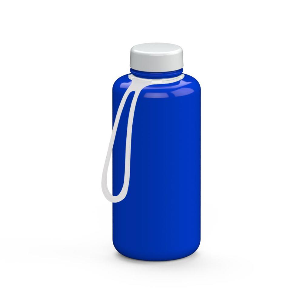 Trinkflasche "Refresh", 1,0 l, inkl. Strap - blau/weiß