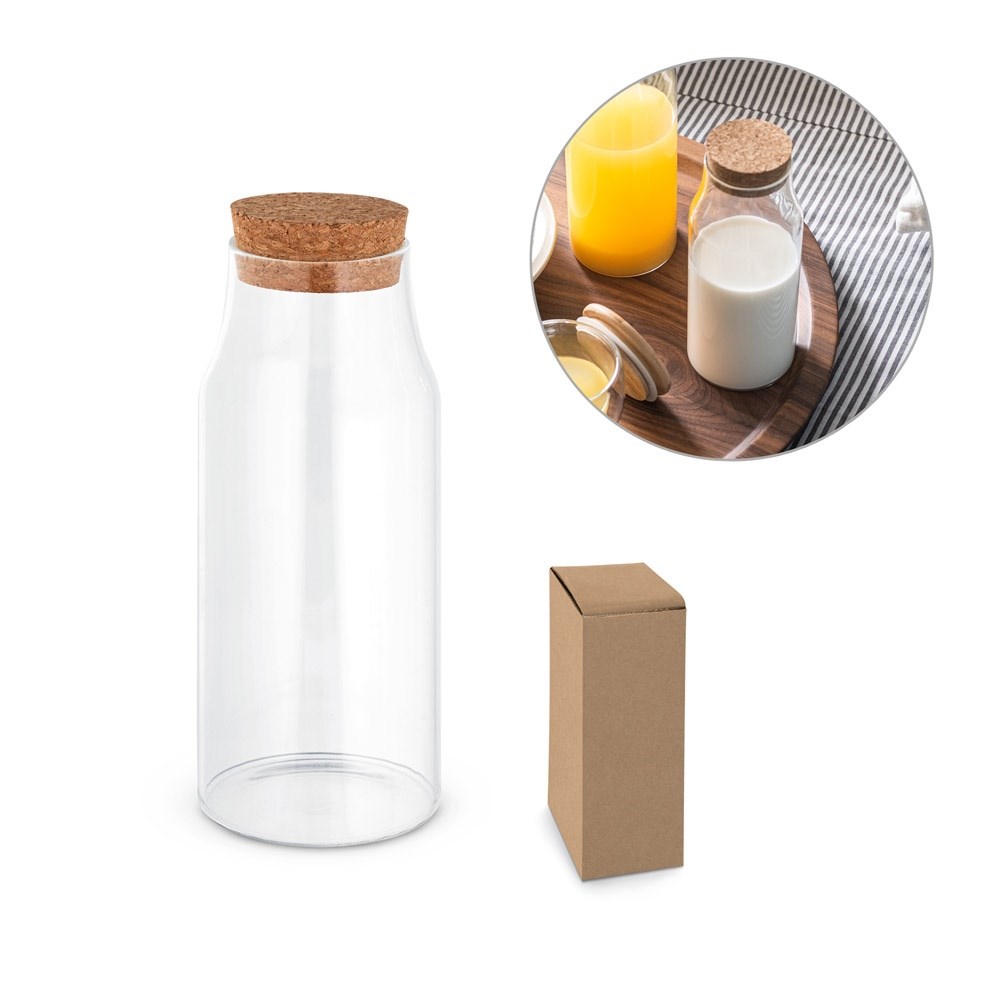 JASMIN 800. Glasflasche mit Korkdeckel 800 mL