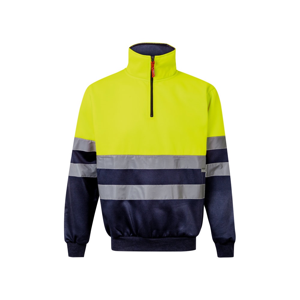 VL THOR LARGE. Zweifarbiges Sweatshirt (300g/m²) aus Polyester-Fleece (100%) - marineblau, gelb