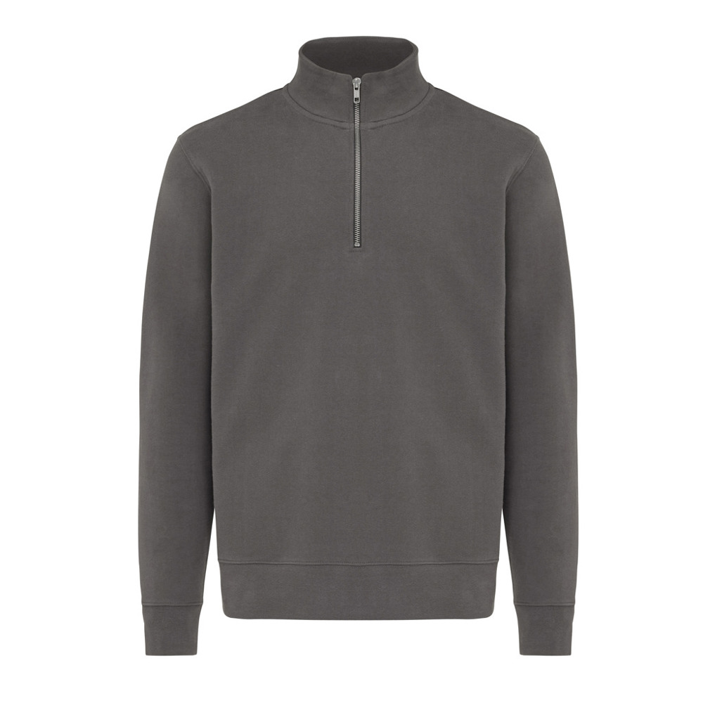 IQONIQ Elgon Quarter-Zip-Sweater aus rec. Baumwolle - anthrazit (± PMS 19-3900 TCX)