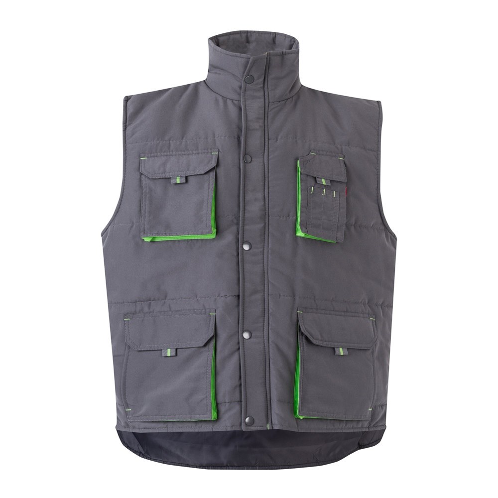 VL NERGAL. Steppweste, zweifarbig, mit mehreren Taschen (120g/m²), aus Polyester (100%) - Grau, Grün