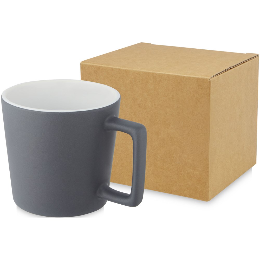 Cali 370 ml Keramiktasse mit matter Oberfläche - weiss, grau matt
