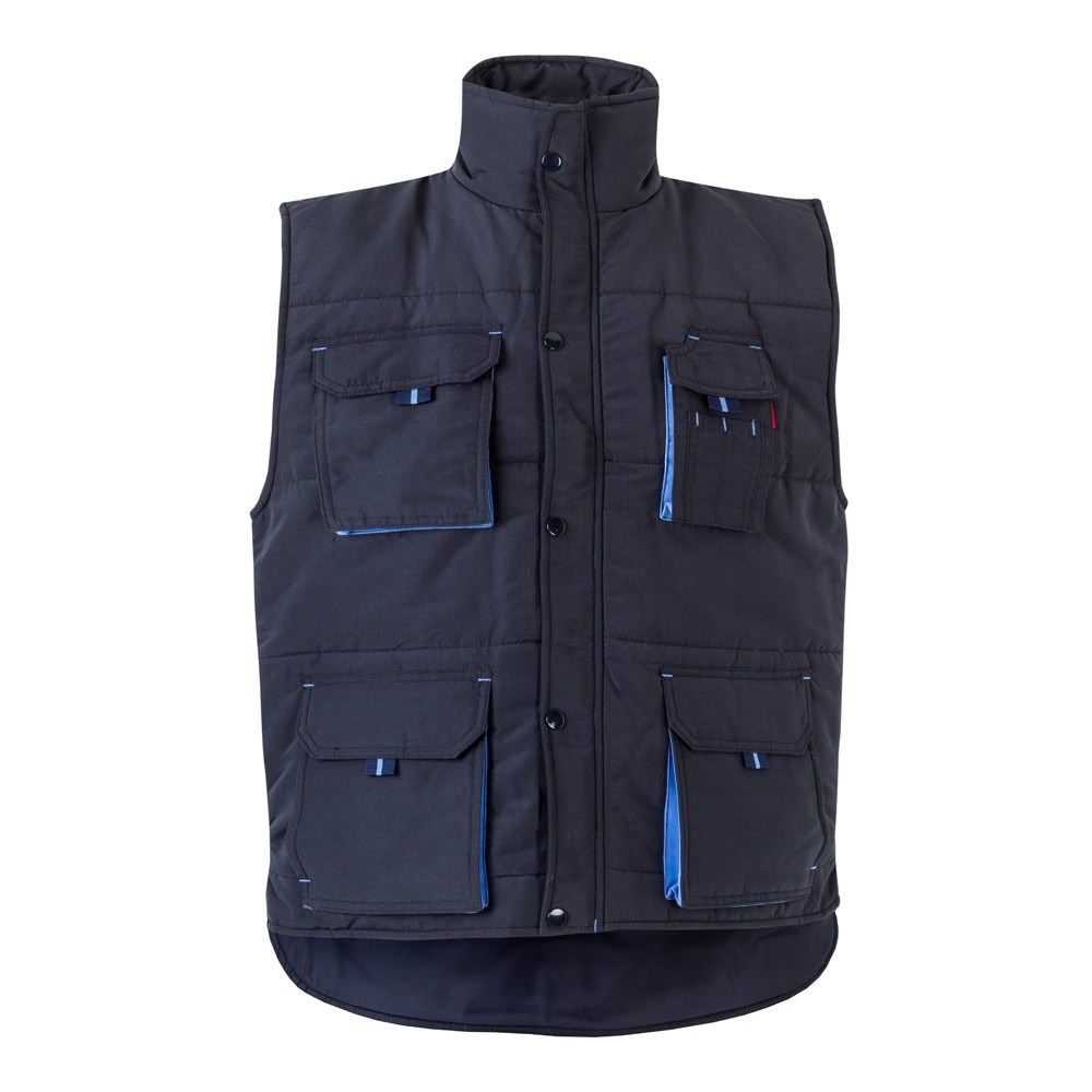 VL NERGAL. Steppweste, zweifarbig, mit mehreren Taschen (120g/m²), aus Polyester (100%) - Marineblau, Hellblau