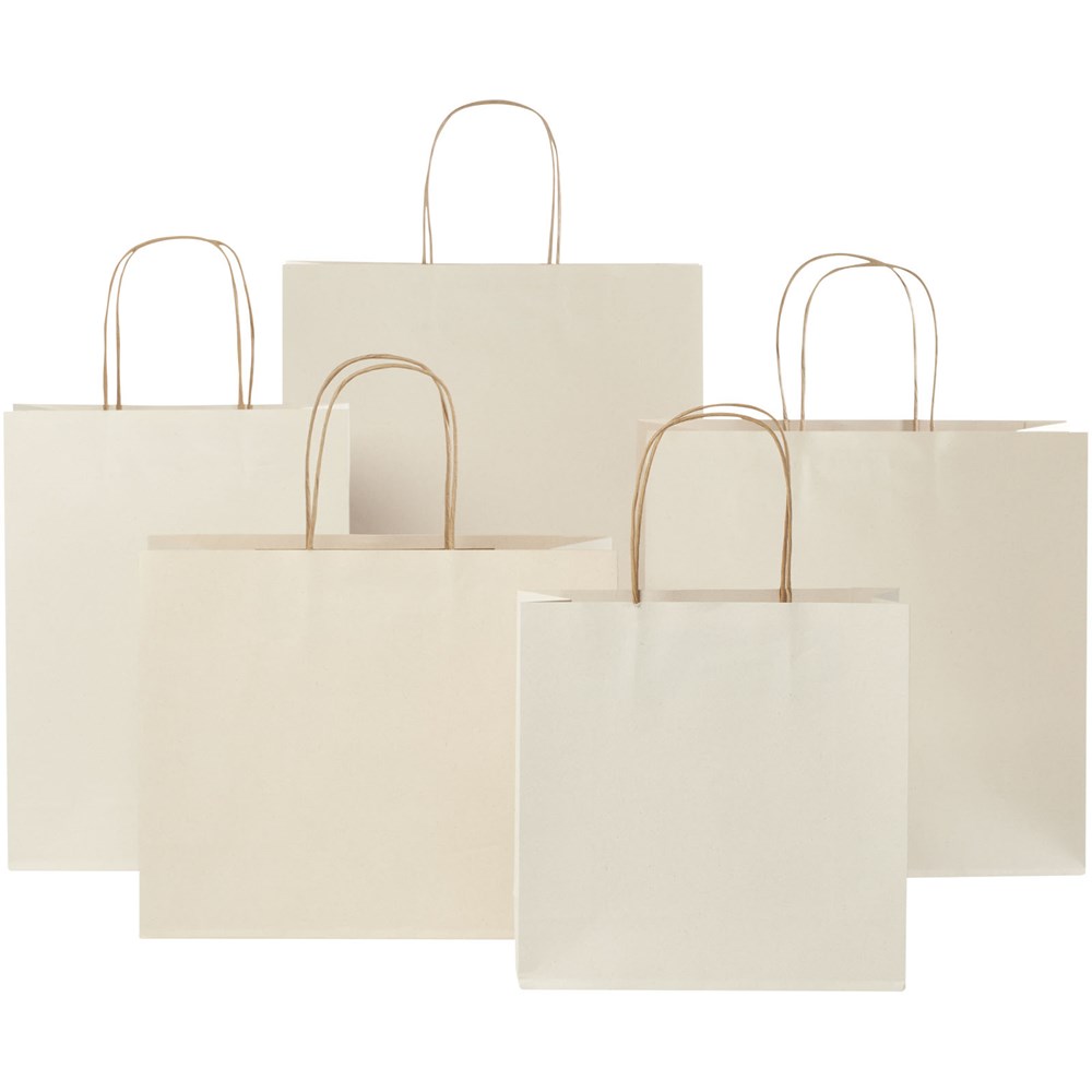Papiertüte 150 /m² aus landwirtschaftlichen Reststoffen mit gedrehten Griffen – 31 × 12 × 25 cm