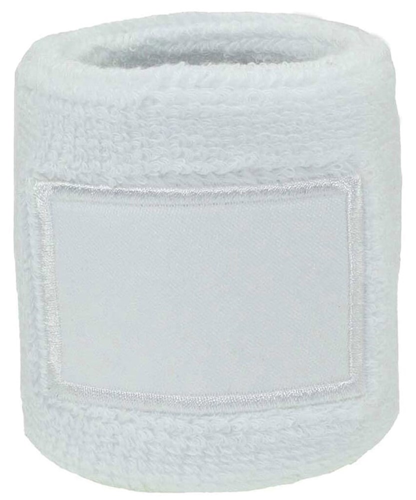 Frottier Armschweißband mit Label - Weiß (WHITE) / Weiß