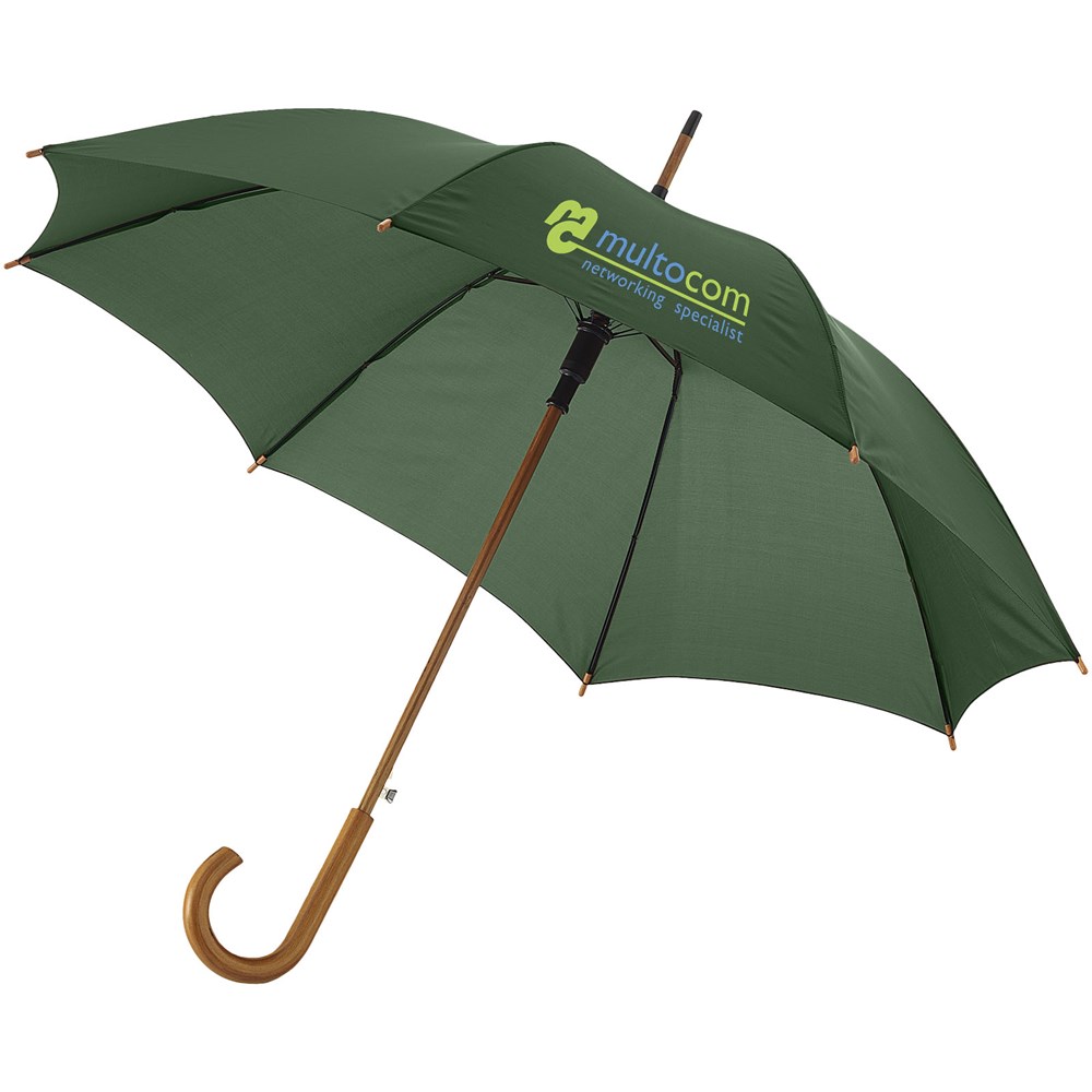 Kyle 23" Automatikregenschirm mit Holzstange und -griff