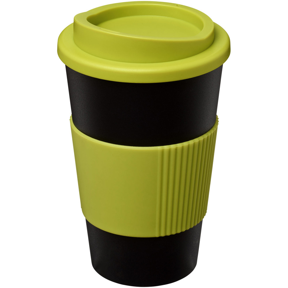 Americano® 350 ml Isolierbecher mit Schutzring - schwarz, limone