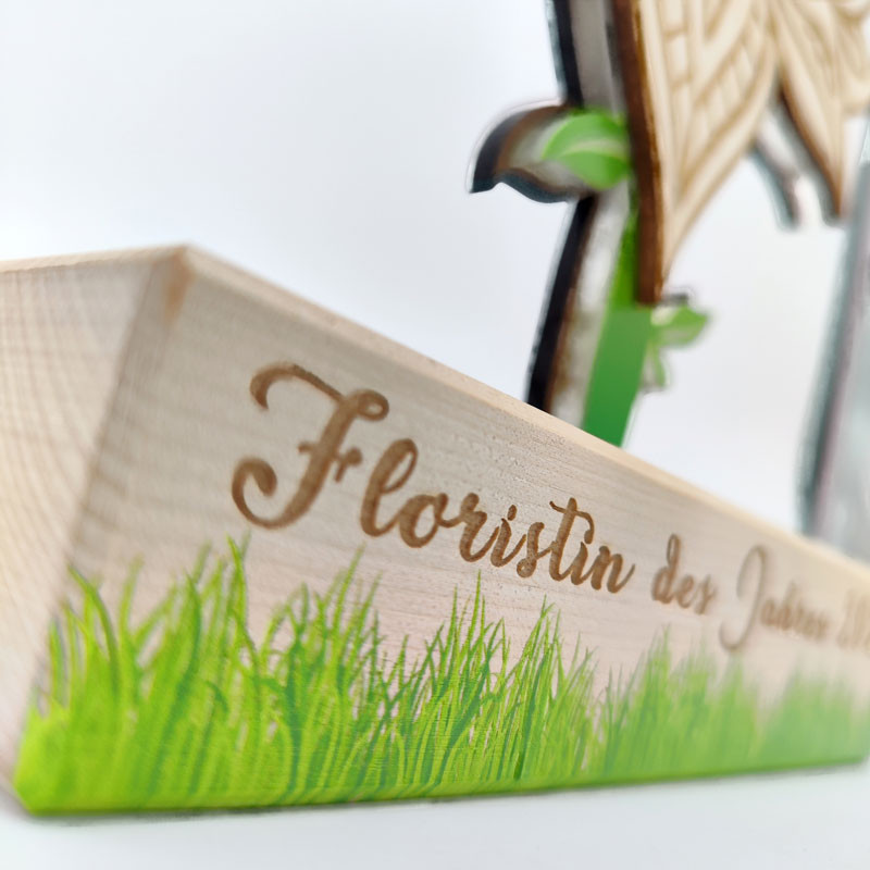 Green Tim Trophy, Sockel Ahorn, Trophäe Nuss
