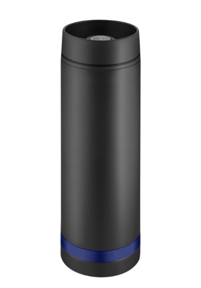 Metmaxx® Thermobecher schwarz/Ring schwarz - schwarz / blau