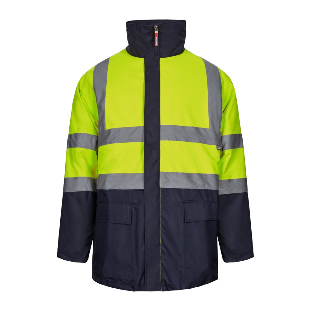 VL JUNO LARGE. Zweifarbiger 4-in-1-Parka (180 g/m²), aus Polyester (100%) mit PU-Beschichtung - Marineblau, Gelb