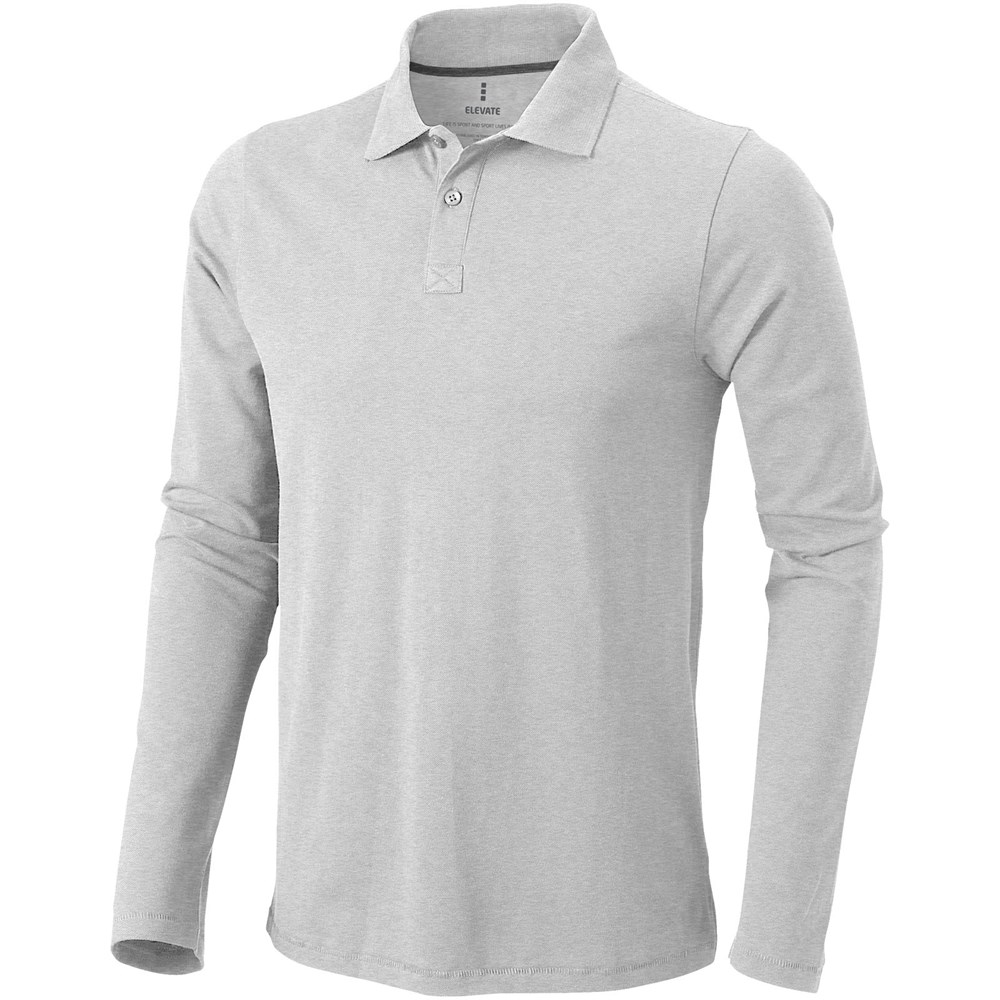 Oakville Langarm Poloshirt für Herren - grau meliert