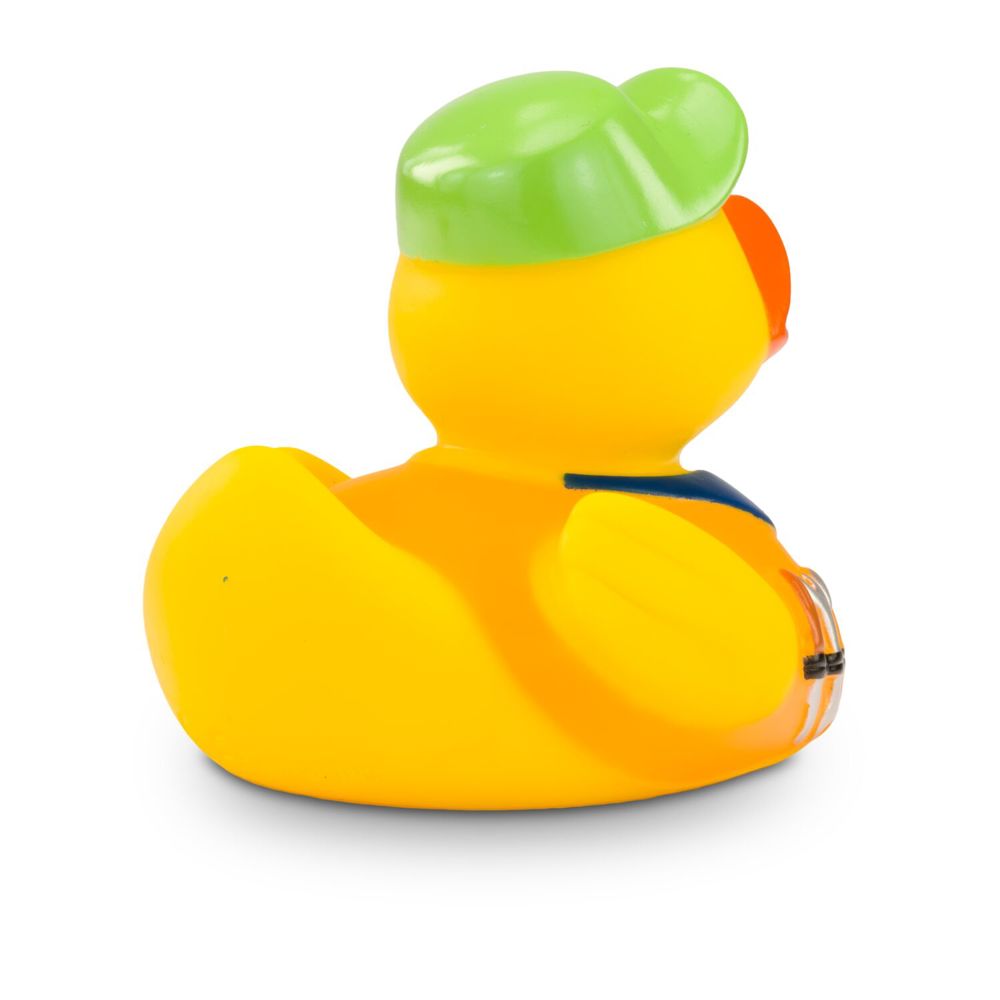 Werbeente Hugo Handwerker mit orangenem Shirt